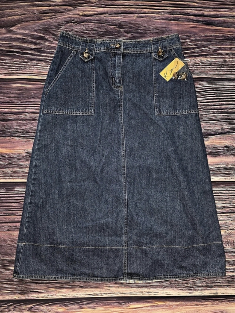Kim Rogers Porkchop Pkt Skirt Denim Blue Size 6
